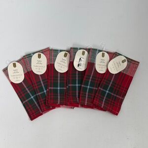NWT Set of 6 Threshold Cotton Plaid Christmas Napkins 18”x18”